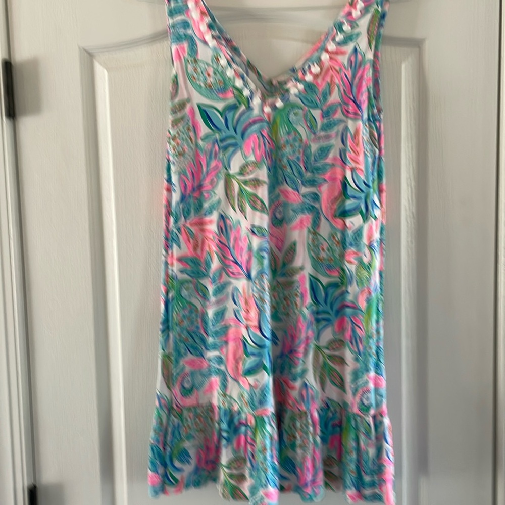 Lilly Pulitzer sleeveless dress /pom Pom trim
